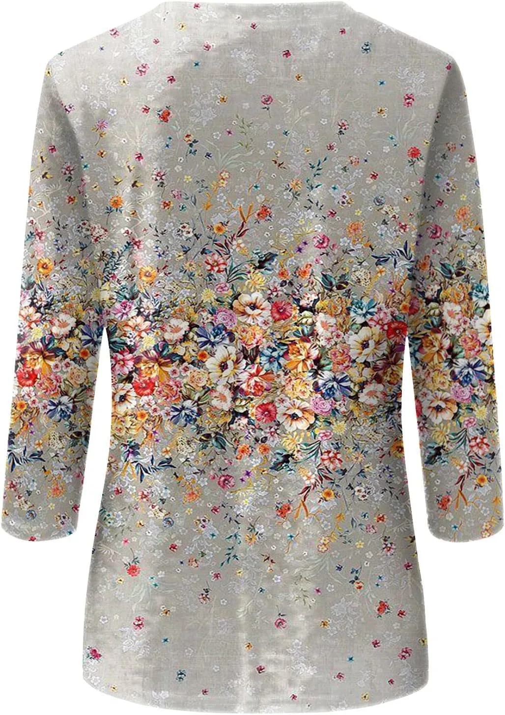 3/4 Length Sleeve Womens Tops Plus Size Spring Tops 2025 Crewneck Floral Graphic T Shirts Loose Fit Tunic Blouses