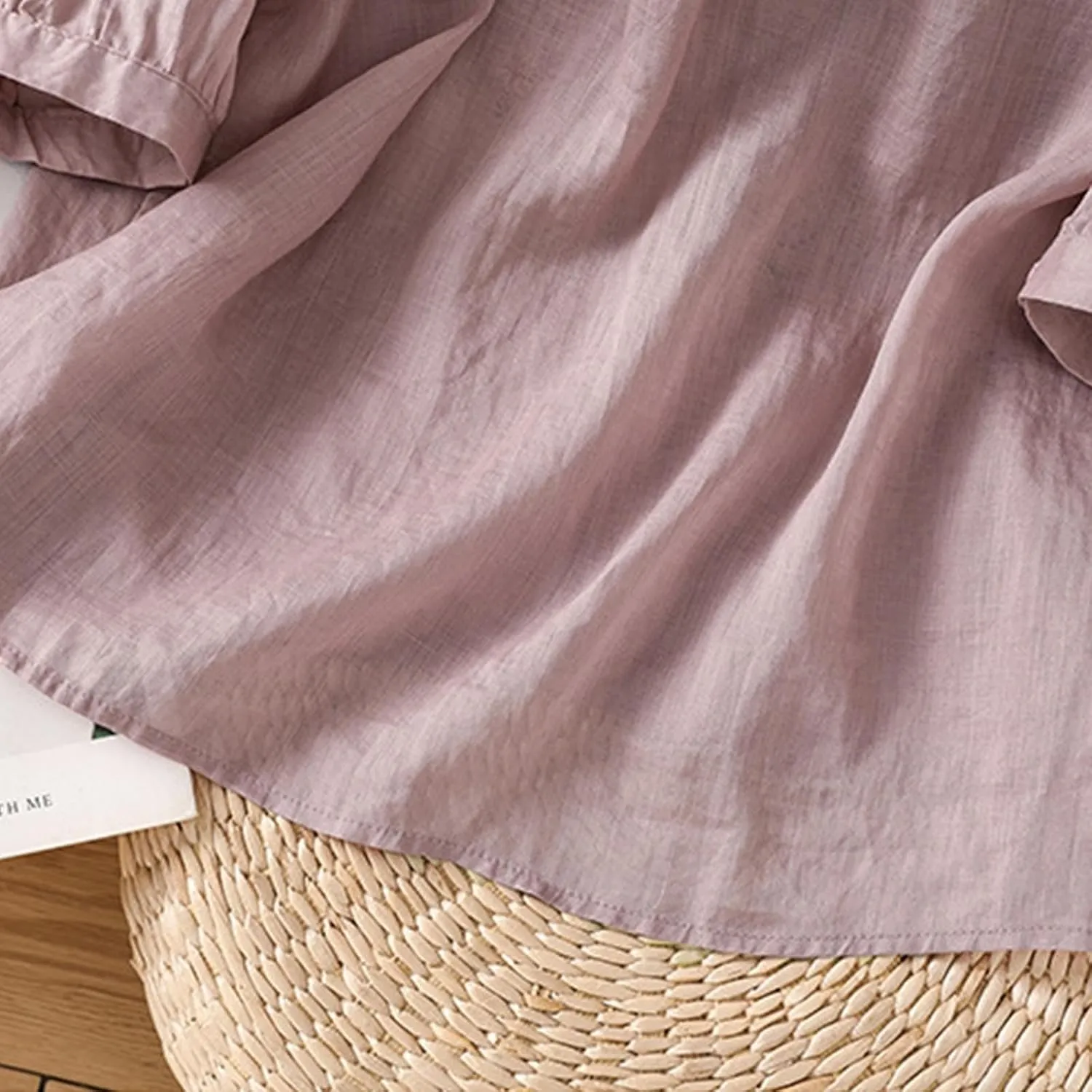 3/4 Length Sleeve Womens Tops Summer Cotton Linen Embroidered Print Chinese Shirts Casual Boho Tops Comfy Blouses