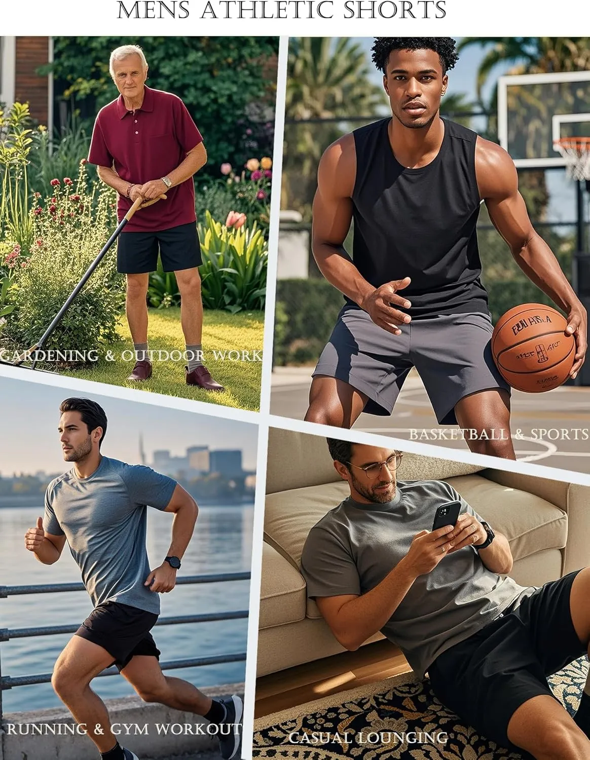 5 Pack Mens Shorts Athletic Gym Quick Dry Basketball Shorts with Pockets for Workout Running Casual Activewear