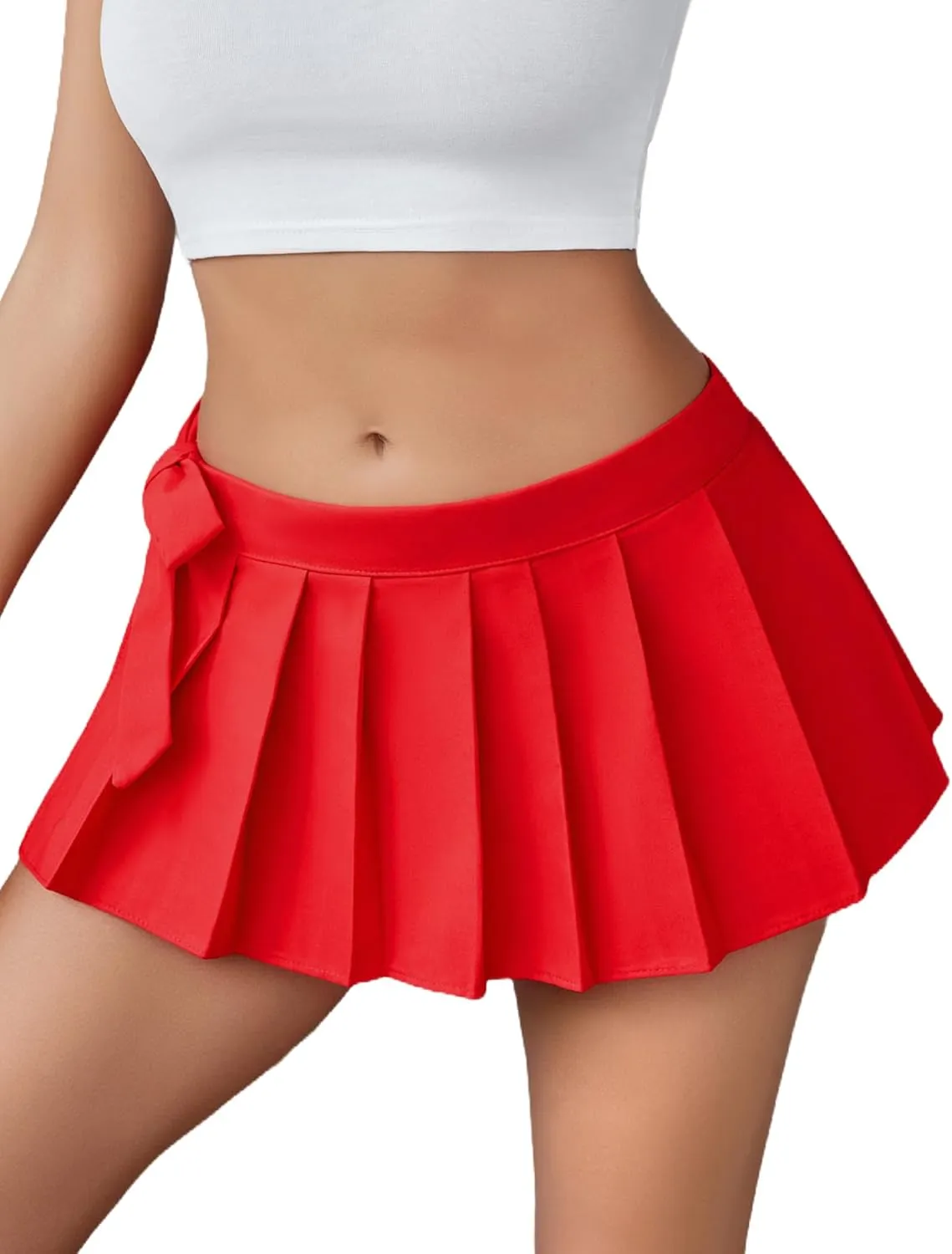 ADOME Women Pleated Mini Skirt Role Play Solid Lingerie Skirts