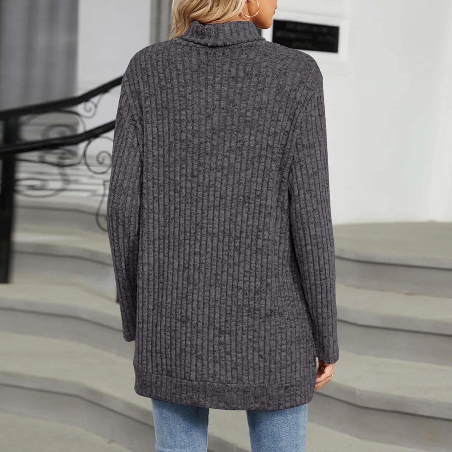 Akklian Trendy Oversized Turtleneck Sweater for Women Long Knitted Cozy Pullover Sweaters Tops 2024 Fall Winter Tunic Tops