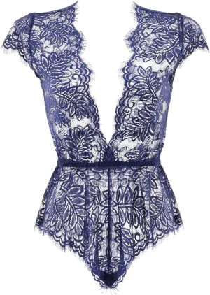 Anyou Womens Lingerie V-Neck Lace Bodysuit Mini Babydoll Featuring Plunging Eyelash Size XS-XXL