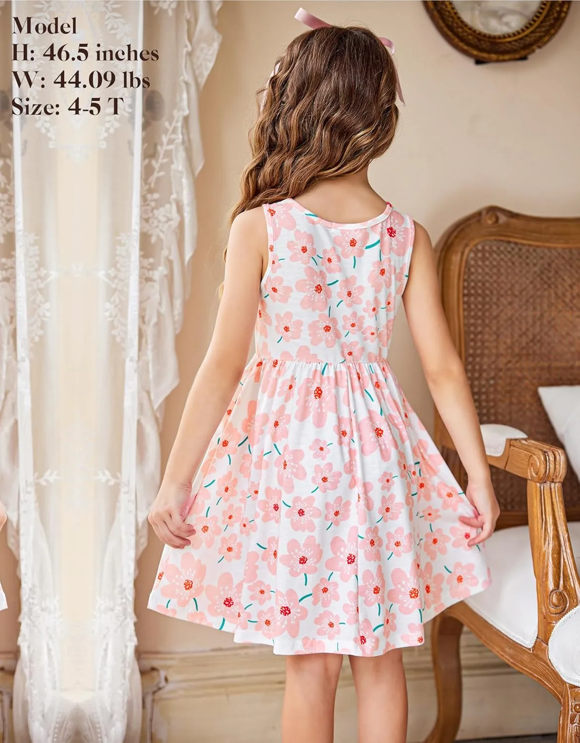 Arshiner Toddler Dress and Cardigan Girl Floral Print Sleeveless Sundress and Long Sleeve Shrugs Sets