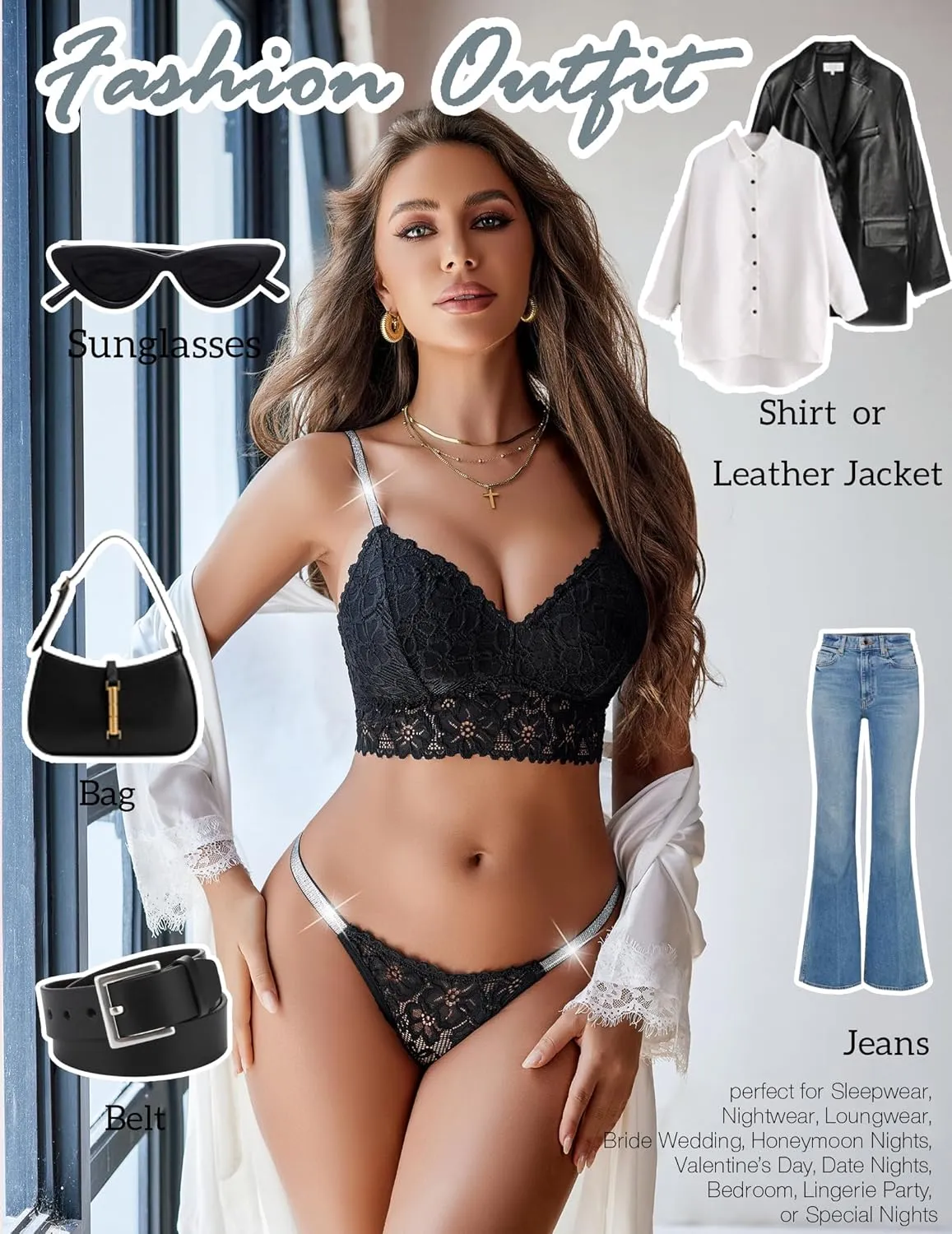 Avidlove Lingerie Set for Women Lace Bra and Panty Set Two Piece Sheer Bralette S-XXL