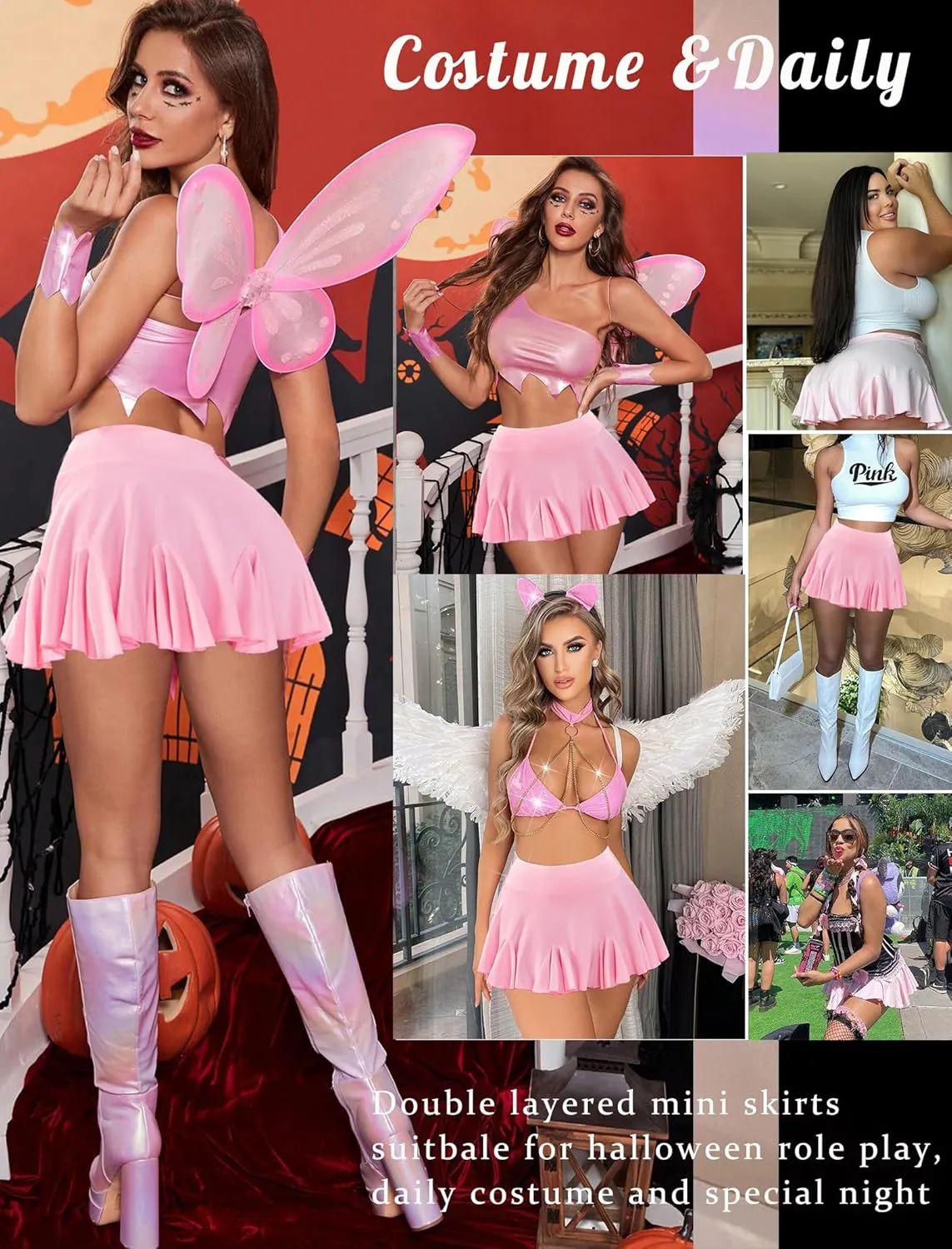 Avidlove Mini Skirt for Women Sexy Pleated Skirts High Waist Skater Skirt Ruffle Lingerie Skirts