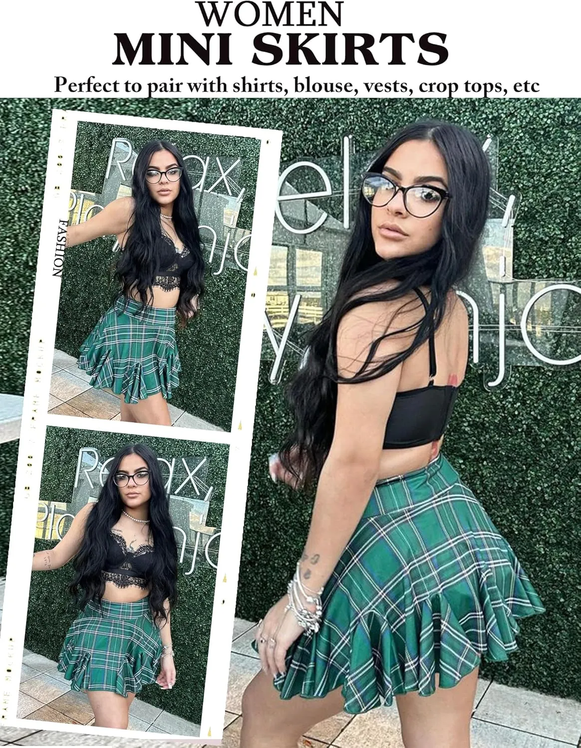 Avidlove Mini Skirt for Women Sexy Pleated Skirts High Waist Skater Skirt Ruffle Lingerie Skirts