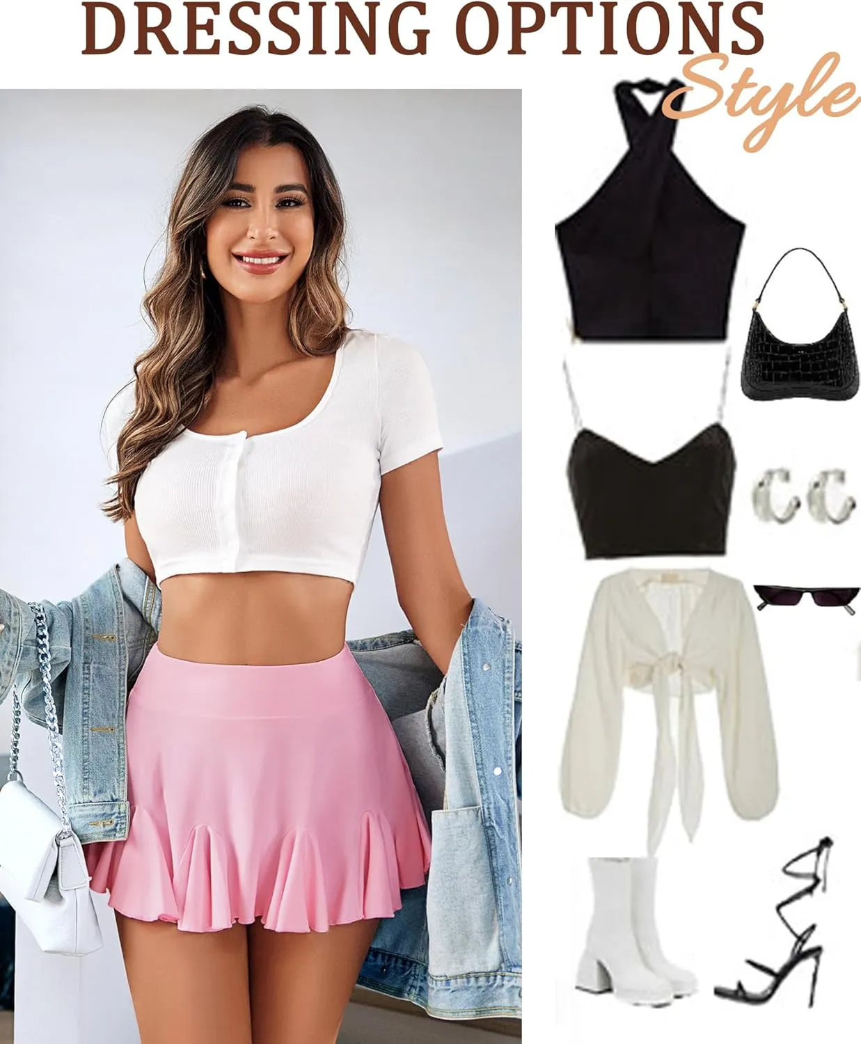 Avidlove Mini Skirt for Women Sexy Pleated Skirts High Waist Skater Skirt Ruffle Lingerie Skirts