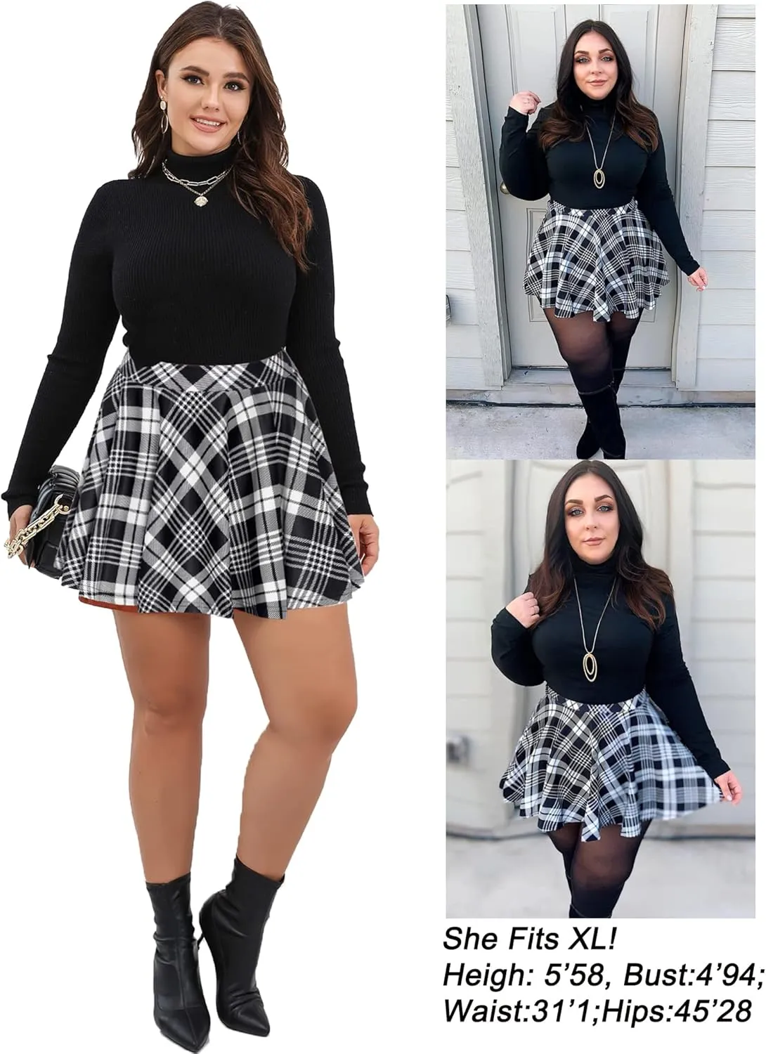 Avidlove Pleated Mini Skirt Plaid Skirts High Waist A Line Skater Skirt for Lingerie Schoolgirl