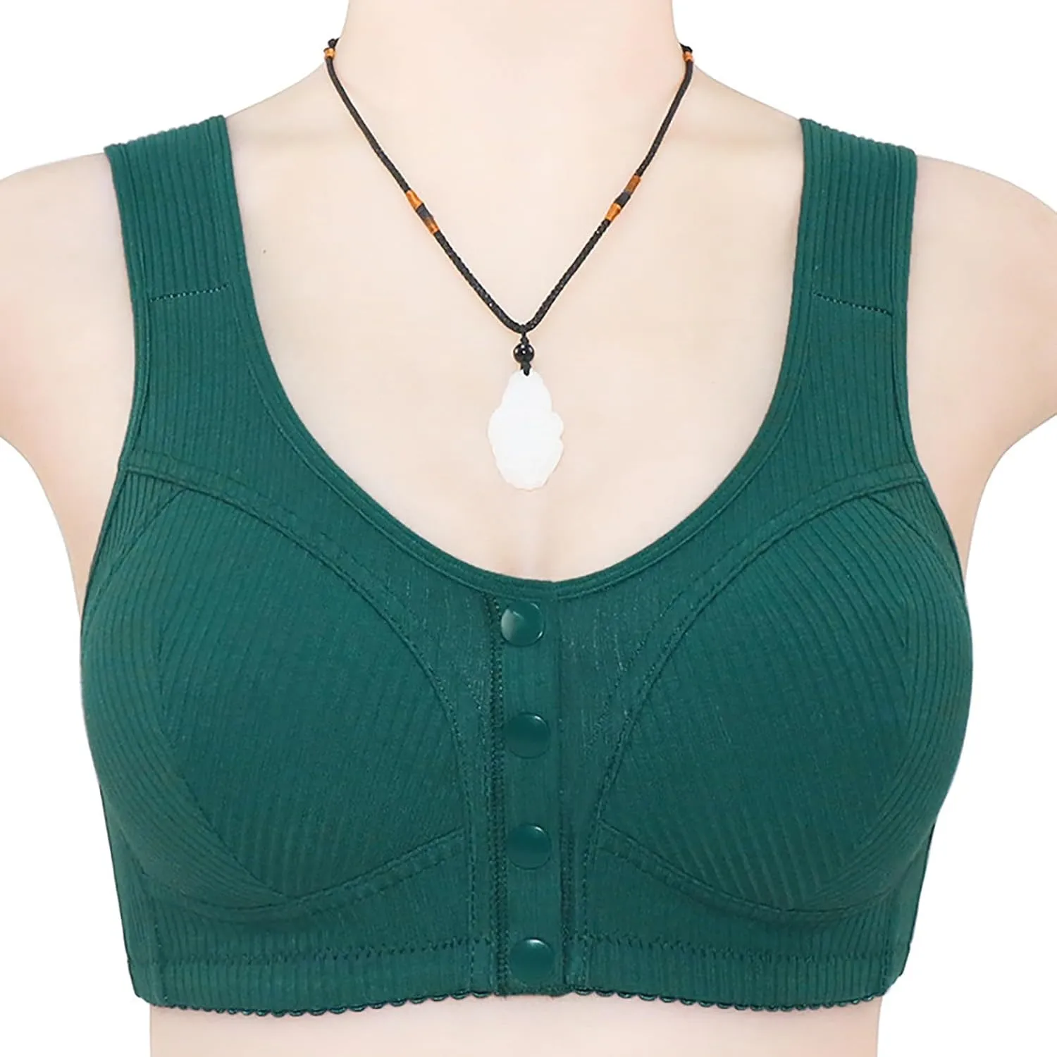 Bras for Older Women, 2025 New Front Closure Bras Push Up Bra No Underwire Plus Size Front Button Bra