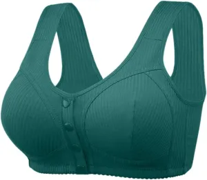 Bras for Older Women, 2025 New Front Closure Bras Push Up Bra No Underwire Plus Size Front Button Bra