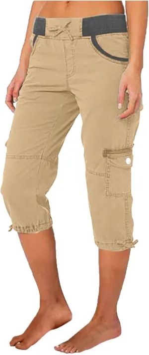 Cargo Capri Pants for Women 2025 Fashion Hiking Jogger Cropped Pants Stretch High Waisted Running Workout Activewear