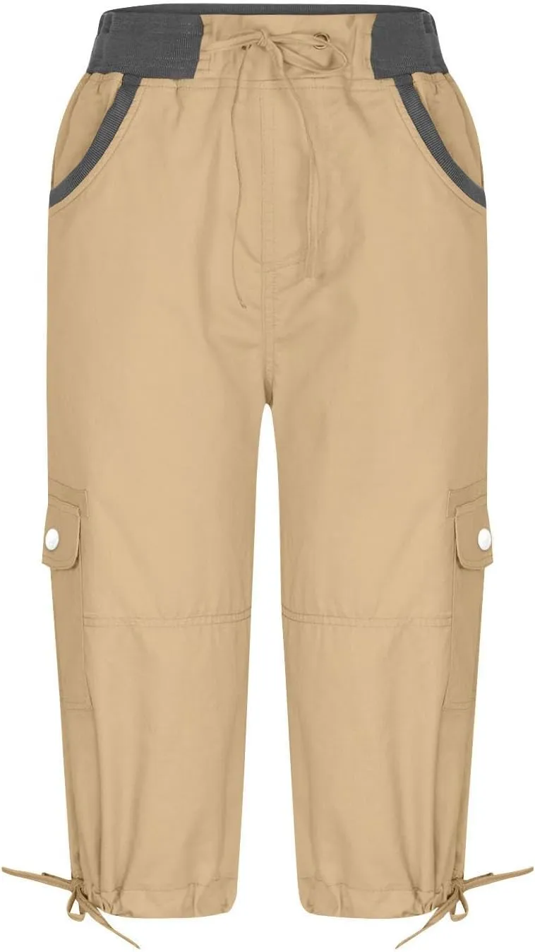 Cargo Capri Pants for Women 2025 Fashion Hiking Jogger Cropped Pants Stretch High Waisted Running Workout Activewear