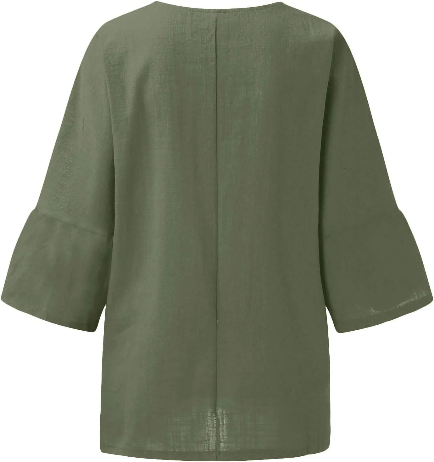 Cbcbtwo Linen Shirts for Women Solid Basic 3/4 Sleeve Tops Summer Casual Crew Neck Pullover Blouse Loose Fit Tunic Tshirt