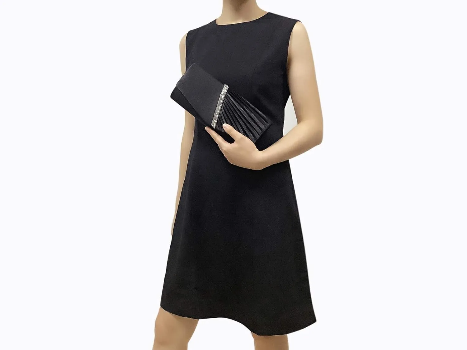 CHARMING TAILOR Evening Handbag Crystal Embellished and Pleated Satin Clutch