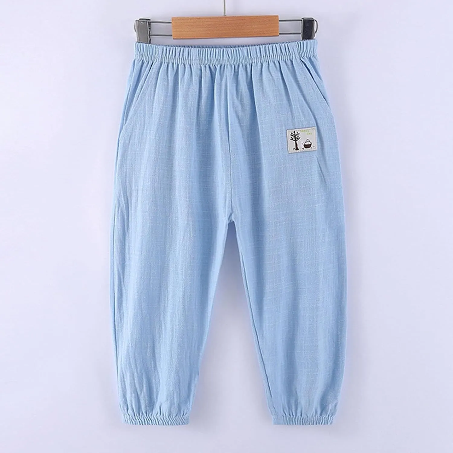 Cotton Girls Casual Jogger Pants with Pockets Comfortable Elastic Waist Sweatpants for Kids Activewear