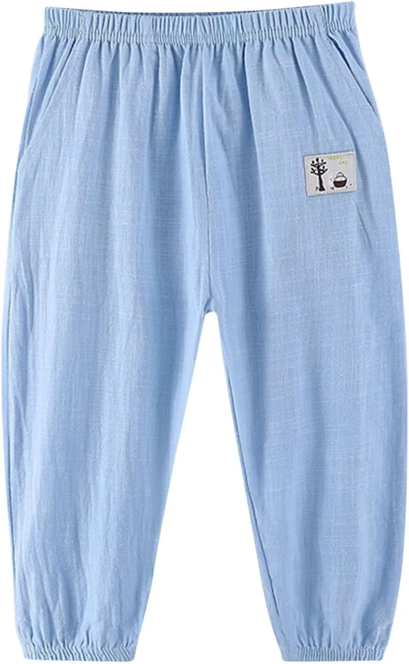Cotton Girls Casual Jogger Pants with Pockets Comfortable Elastic Waist Sweatpants for Kids Activewear