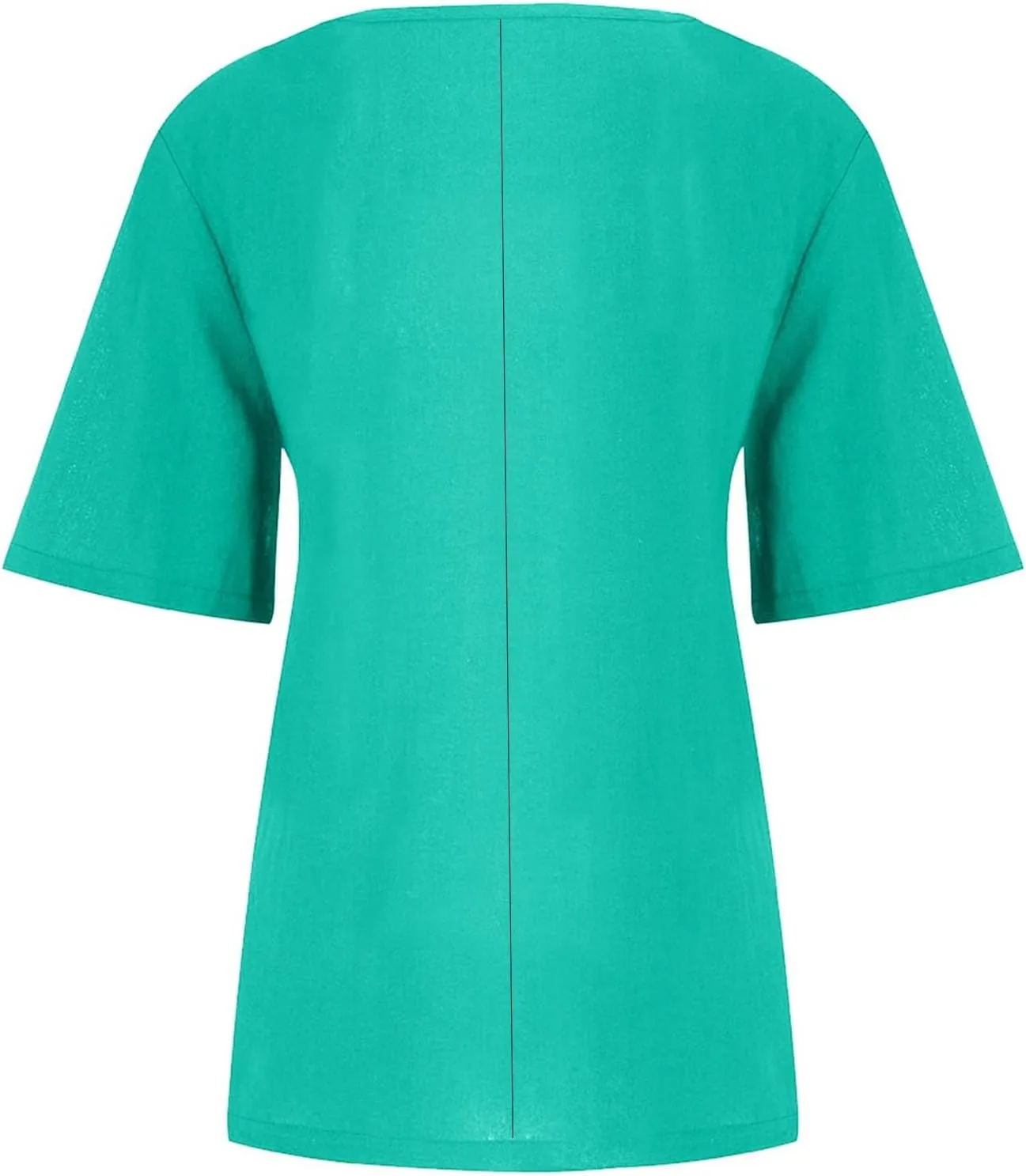 Cotton Linen Tops for Women 2025 Summer Casual Roll Up Short Sleeve T-Shirt Loose Fit Solid Color Tees Blouses