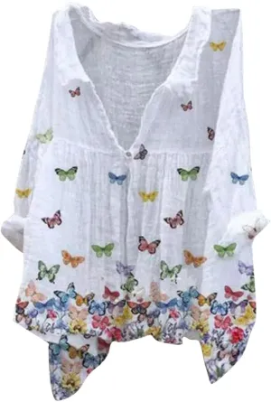 Cotton Linen Tops for Women Natural Autumn Fragrant Fabric Shirt Women's Tank Tops Chambray Shirt Women Womens