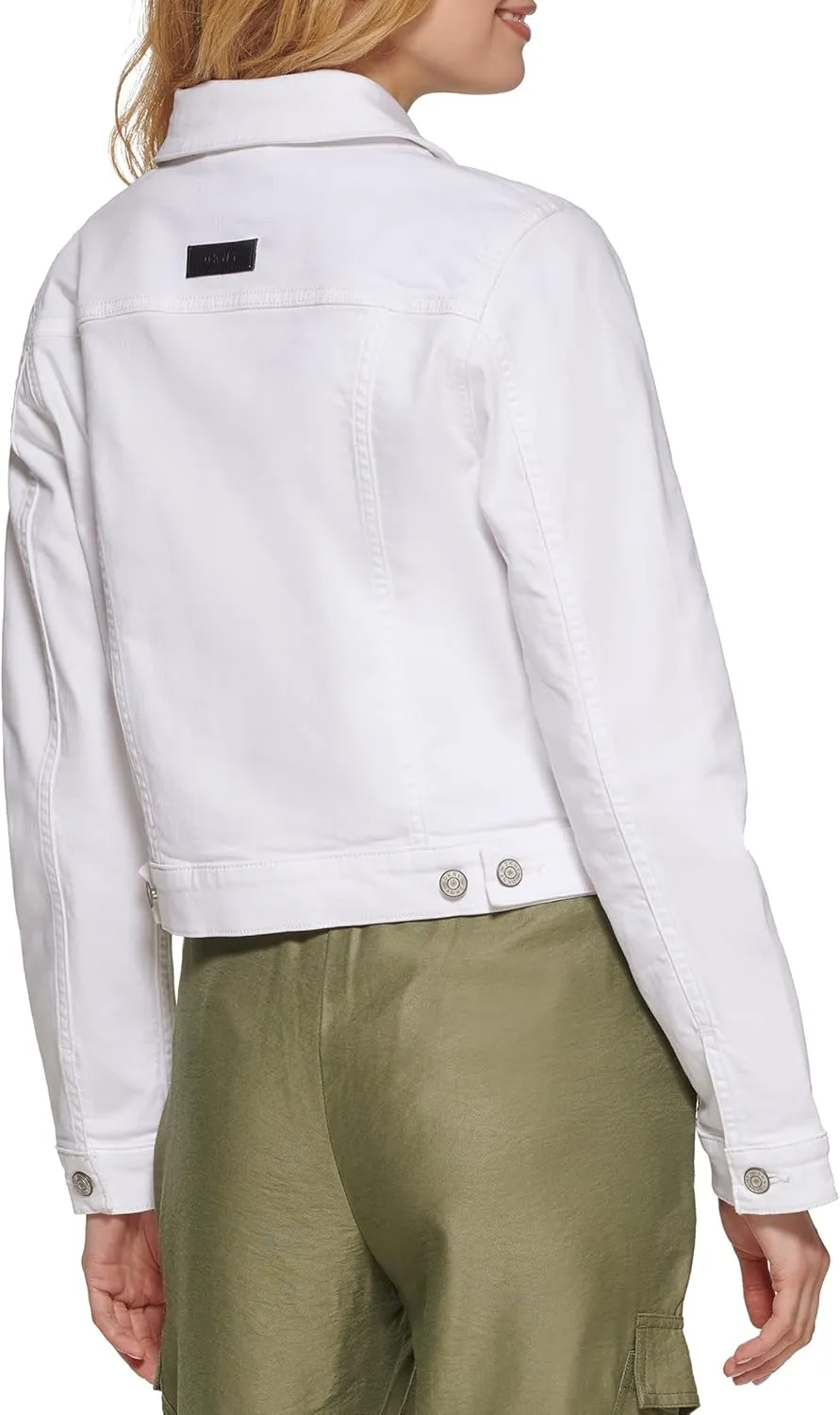 DKNY Women's Denim Cropped Button Up Jacket