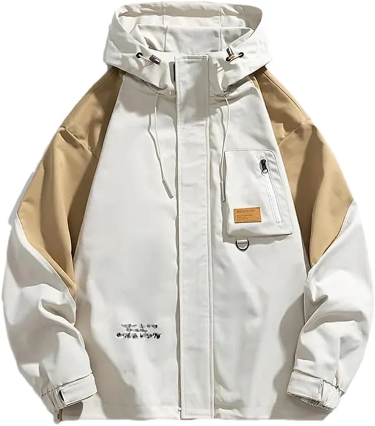 Dninmim Men's Loose Hoodie Jacket Hiking Sportswear Casual Breathable Outerwear Windbreaker