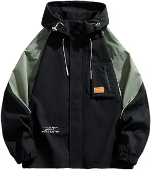 Dninmim Men's Loose Hoodie Jacket Hiking Sportswear Casual Breathable Outerwear Windbreaker