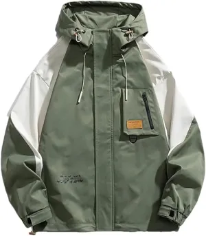 Dninmim Men's Loose Hoodie Jacket Hiking Sportswear Casual Breathable Outerwear Windbreaker