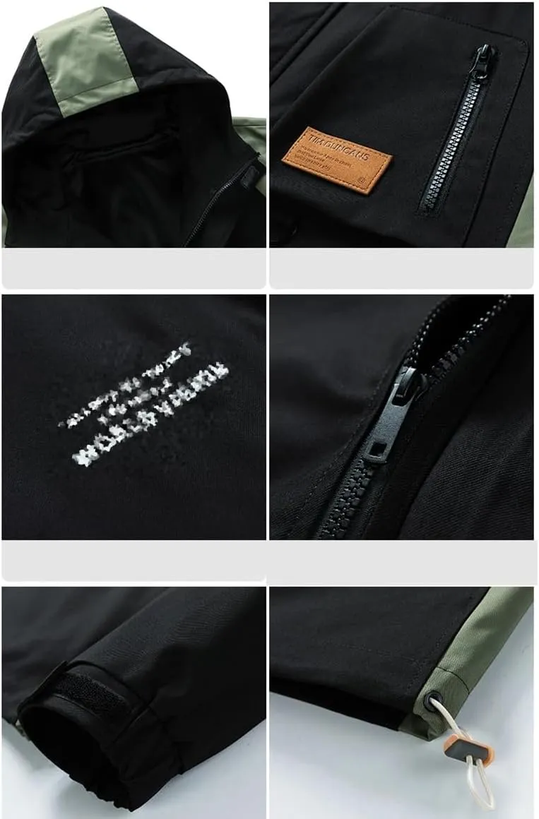 Dninmim Men's Loose Hoodie Jacket Hiking Sportswear Casual Breathable Outerwear Windbreaker