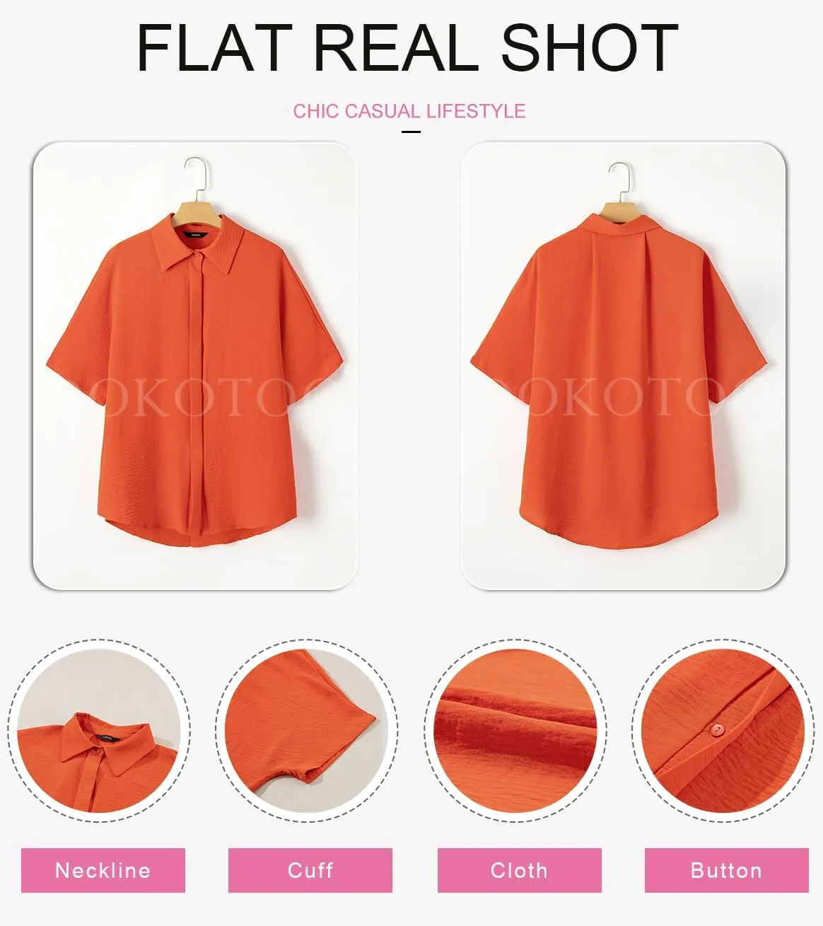 Dokotoo Womens Tops Summer V Neck Button Down Shirts Solid Short Sleeve Blouses Tops