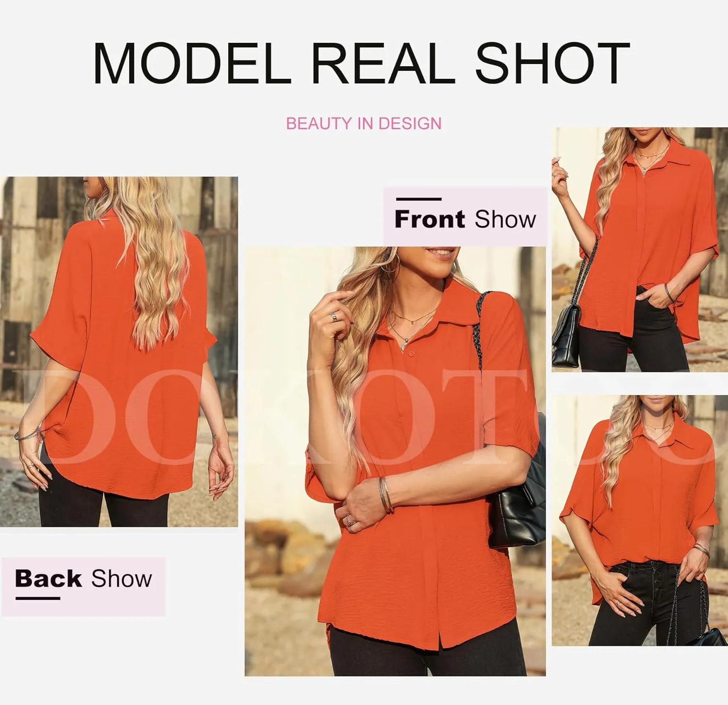 Dokotoo Womens Tops Summer V Neck Button Down Shirts Solid Short Sleeve Blouses Tops