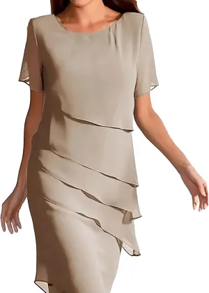 Dresses for Women 2025 Elegant Classy,Women's Flowy Chiffon Tiered Midi Dress Summer Elegant Layered Cocktail Dresses
