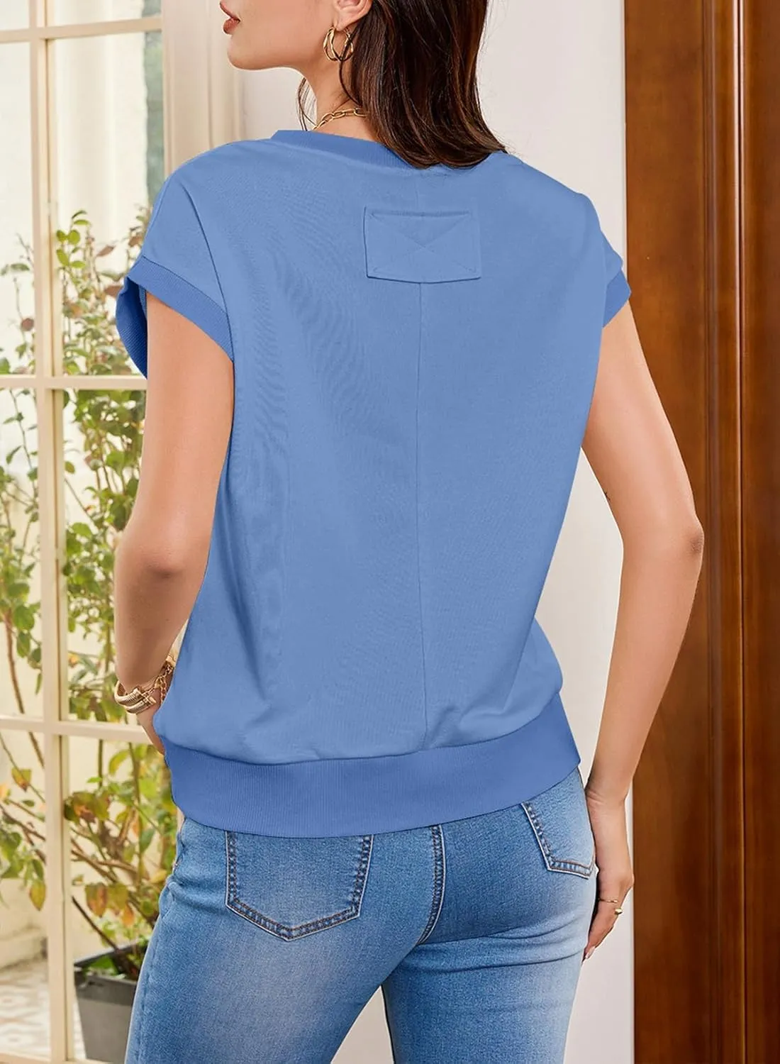 EVALESS Cap Sleeve Tops for Women Summer Tank Tops Basic Tee Shirts Casual 2024 Fashion Clothes Outfits