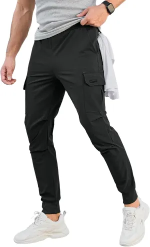 evzosrz Men's Cargo Joggers Pants Slim Fit Tactical Stretch Casual Sweatpants Workout Jogging Trousers with Multi Pockets