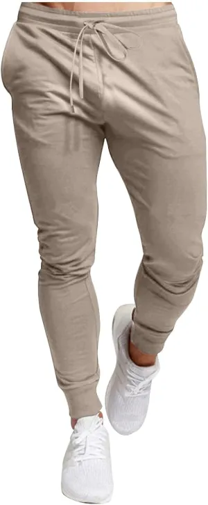Finelylove Joggers for Men Slim Fit Lightweight Stretch Sweatpants Elastic Waist Tapered Workout Athletic Track Pants
