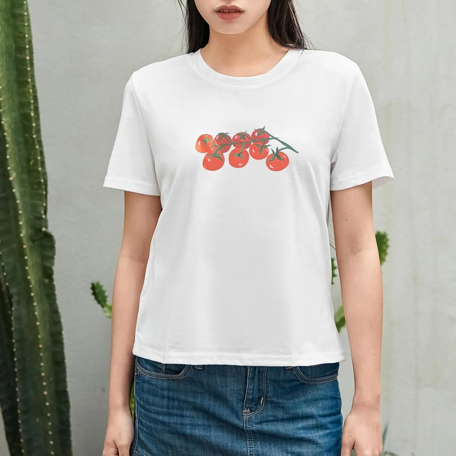 GOKKILRW Womens 2024 New Graphic T Shirts Loose Fitting Short Sleeve Basic Tops Crewneck Summer Casual Tee Shirts Solid Color