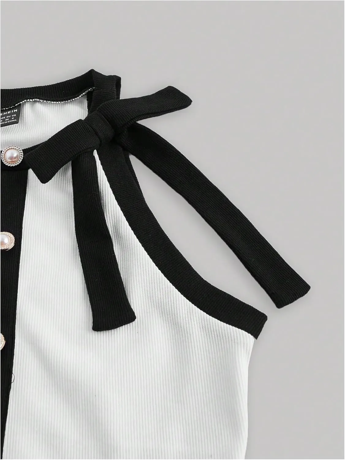 GORGLITTER Women's Bow Pearl Sweater Tops Elegant Sleeveless Knit Vest Going Out Crop Tops