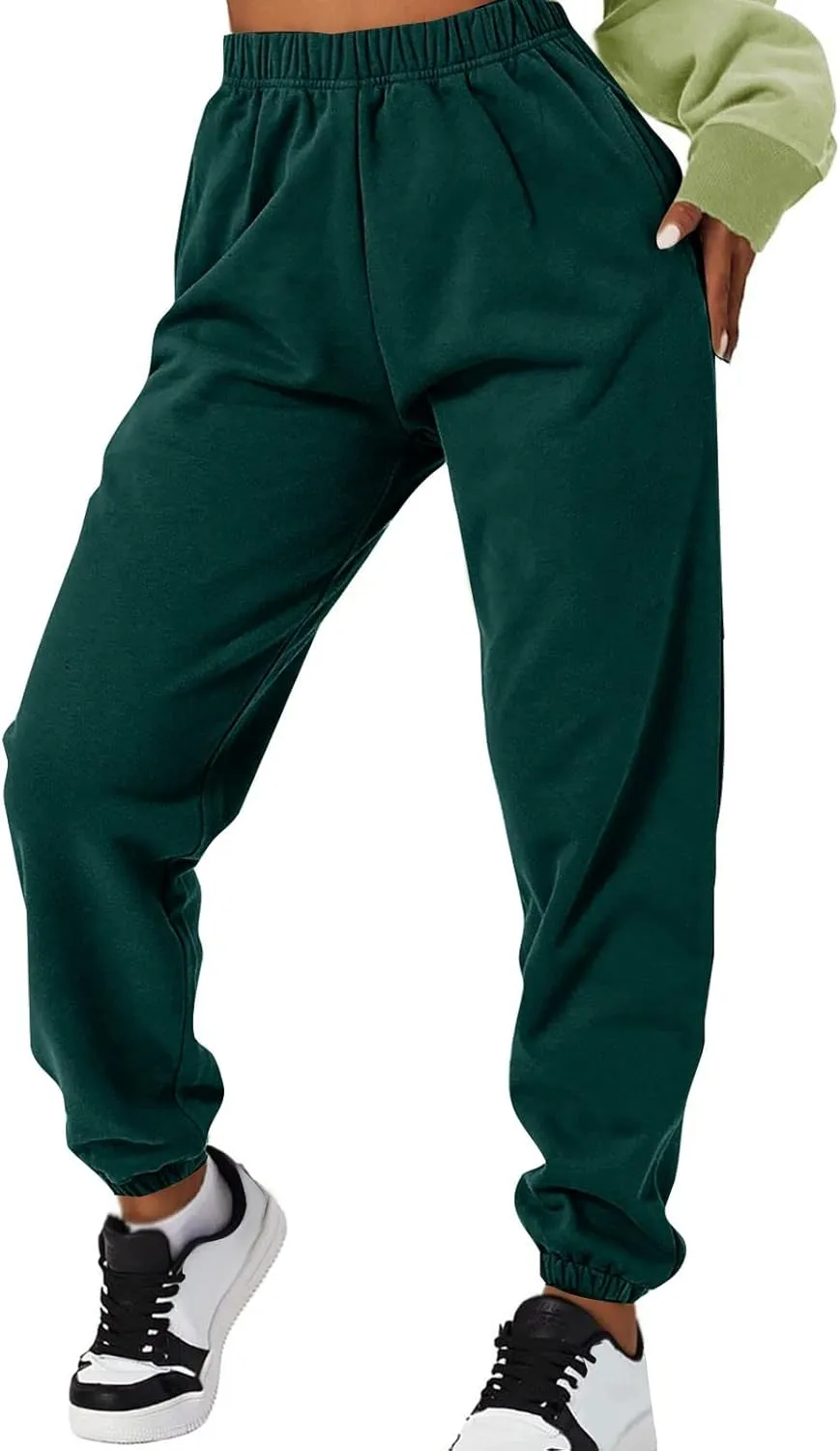 Gumipy Joggers for Women High Waisted Workout Trousers Baggy Fleece Lined Lounge Pants Comfy Drawstring Joggers Activewear