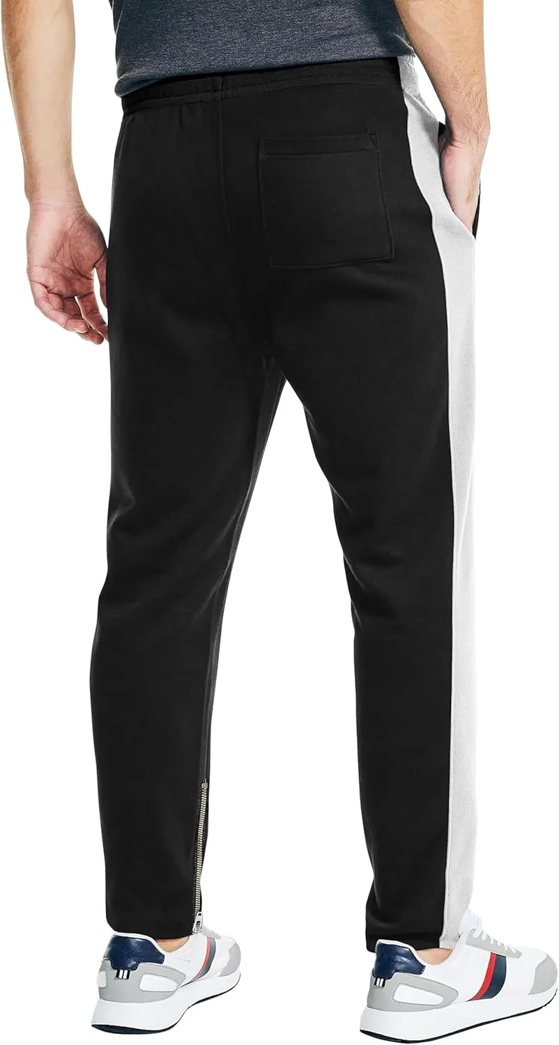 Hat and Beyond Mens Premium Track Jersey Pants with Ankle Zipper Slim Athletic Fit Sweatpants