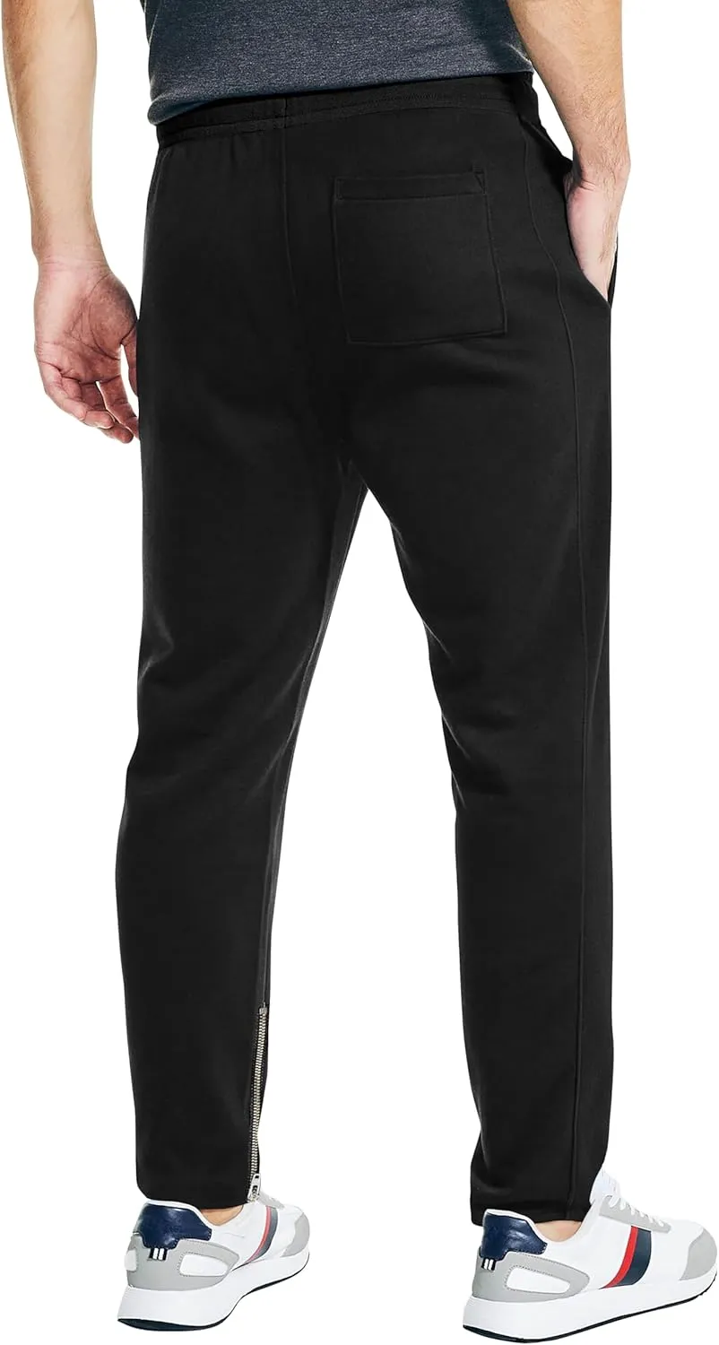 Hat and Beyond Mens Premium Track Jersey Pants with Ankle Zipper Slim Athletic Fit Sweatpants