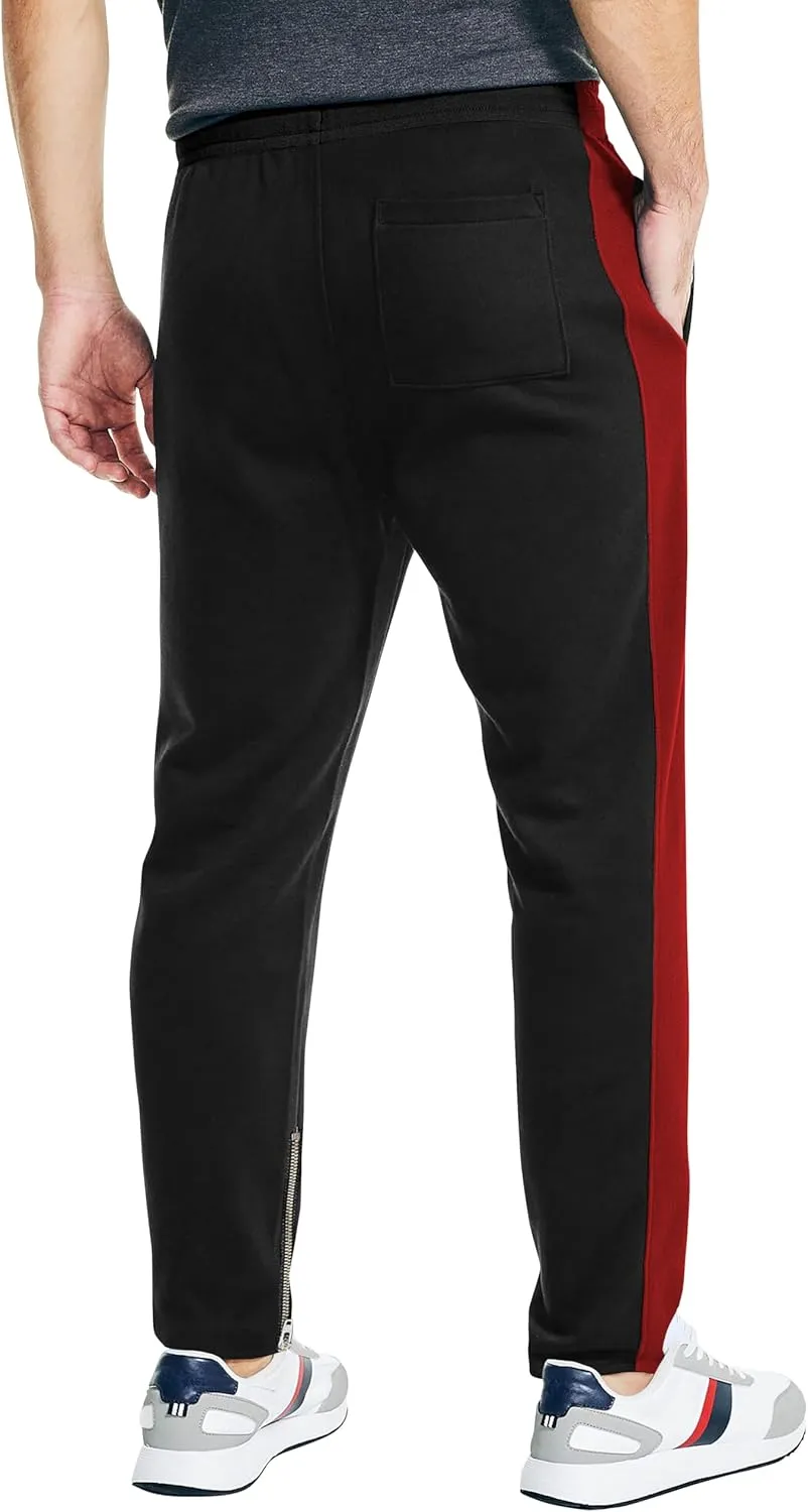 Hat and Beyond Mens Premium Track Jersey Pants with Ankle Zipper Slim Athletic Fit Sweatpants