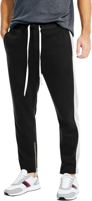 Hat and Beyond Mens Premium Track Jersey Pants with Ankle Zipper Slim Athletic Fit Sweatpants