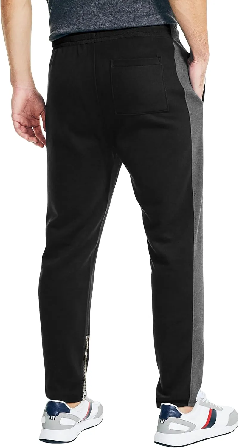 Hat and Beyond Mens Premium Track Jersey Pants with Ankle Zipper Slim Athletic Fit Sweatpants