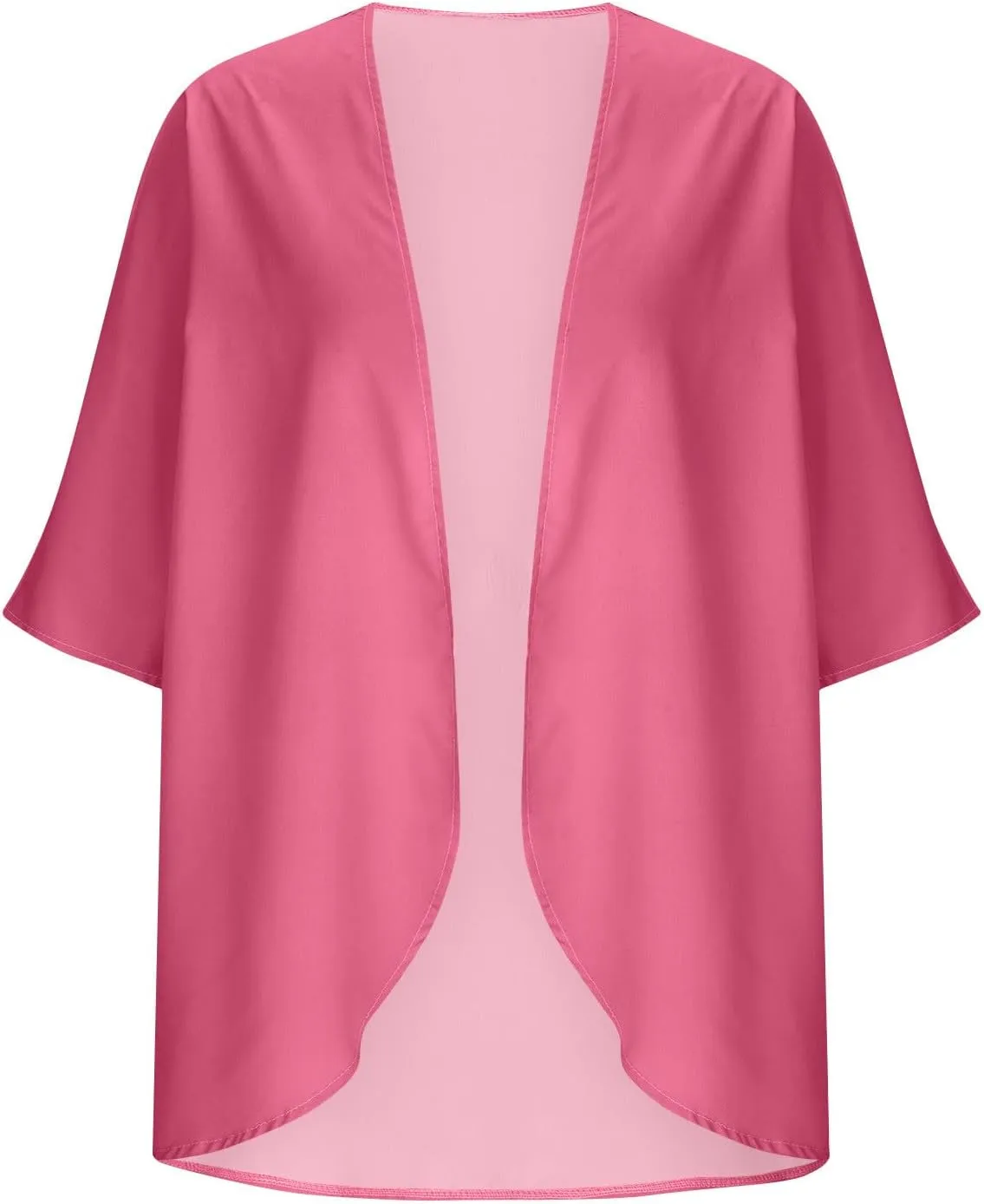 HGps8w Women's 3/4 Sleeve Kimono Cardigan Loose Summer Cover Up Lightweight Open-Front Sun Protection Blouse Tops