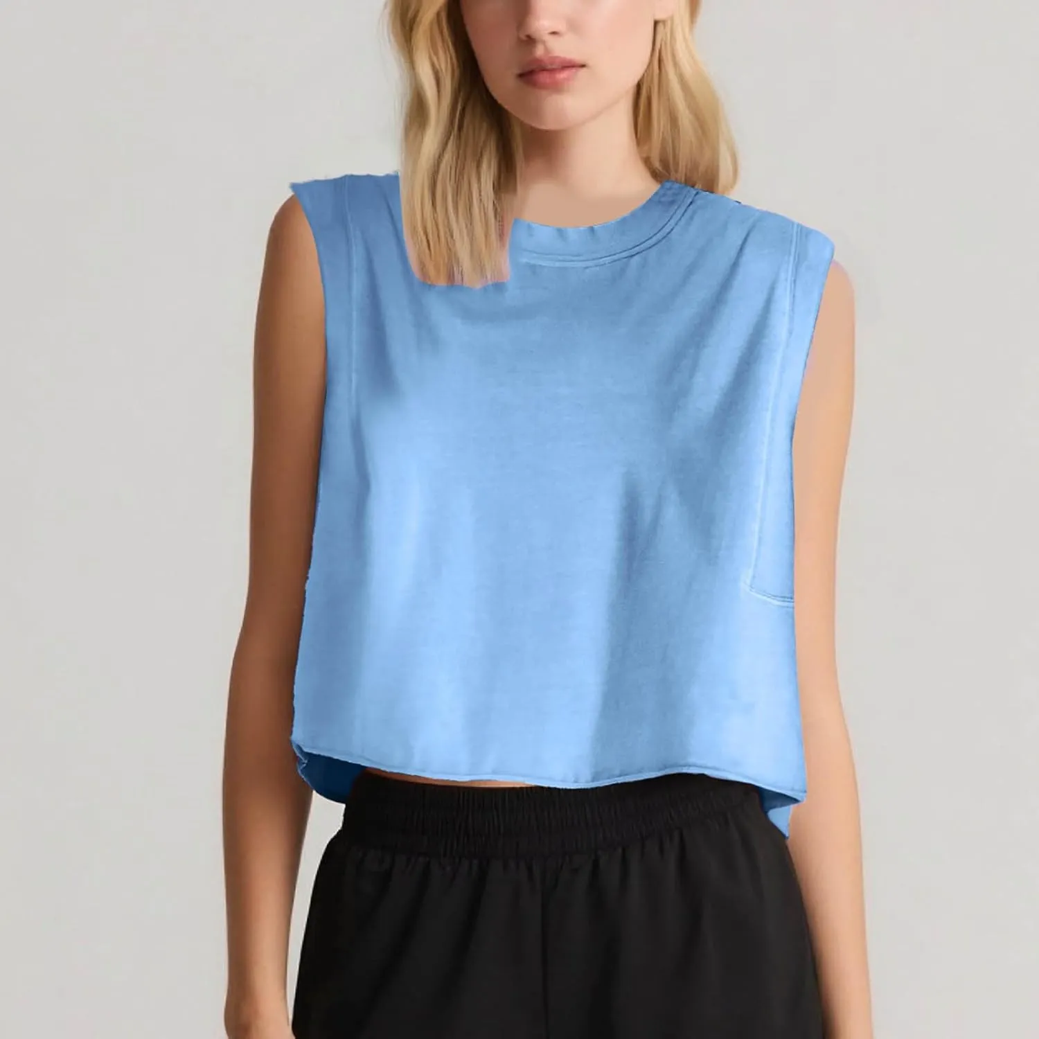 HGps8w Workout Tops for Women Crop Tank Top - Loose Summer Flowy Athletic Gym Sleeveless Cropped Yoga Shirts