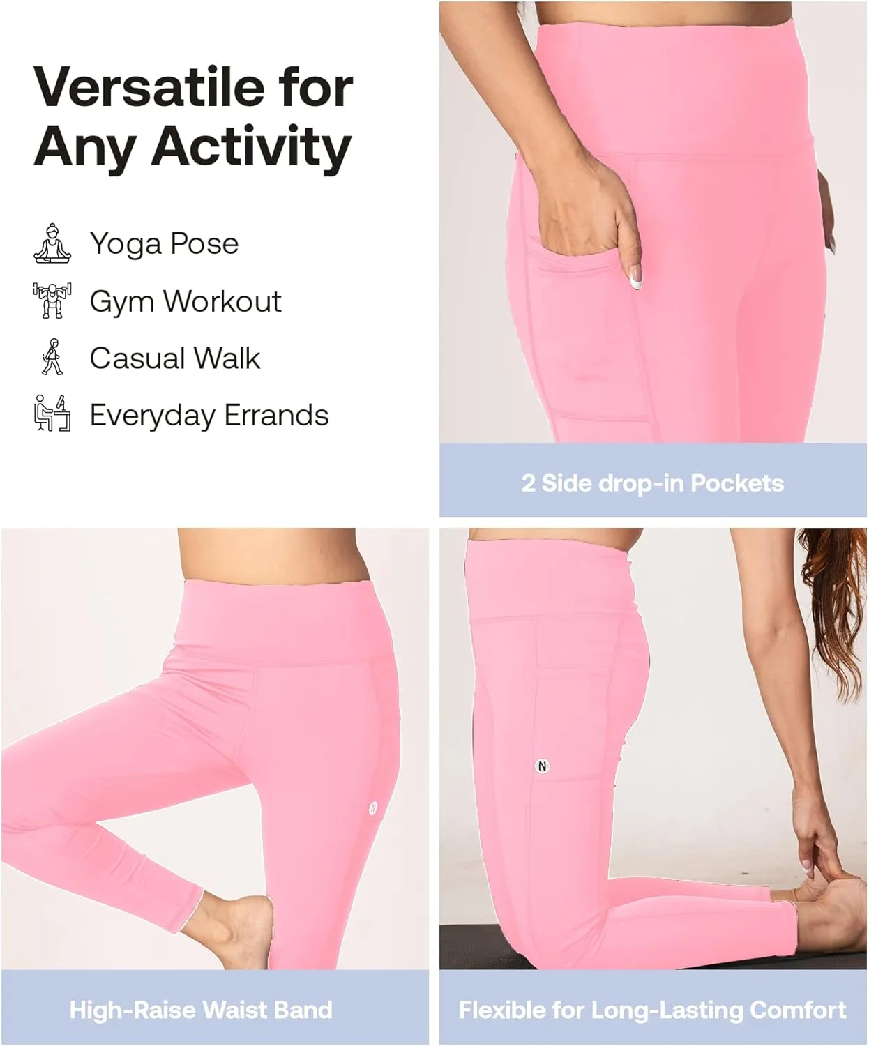 High-Waisted Yoga Pants  Buttery Soft, Tummy Control Leggings with Pockets for Workout & Casual Wear