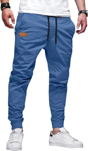 JMIERR Mens Casual Joggers Pants - Cotton Drawstring Chino Cargo Pants Hiking Outdoor Twill Track Jogging Sweatpants Pants