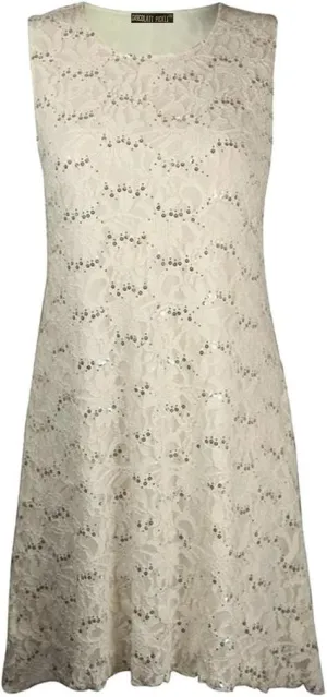 Ladies Womens Plus Size Lace Sequin Party Peplum Top or Dress Sizes 10-24
