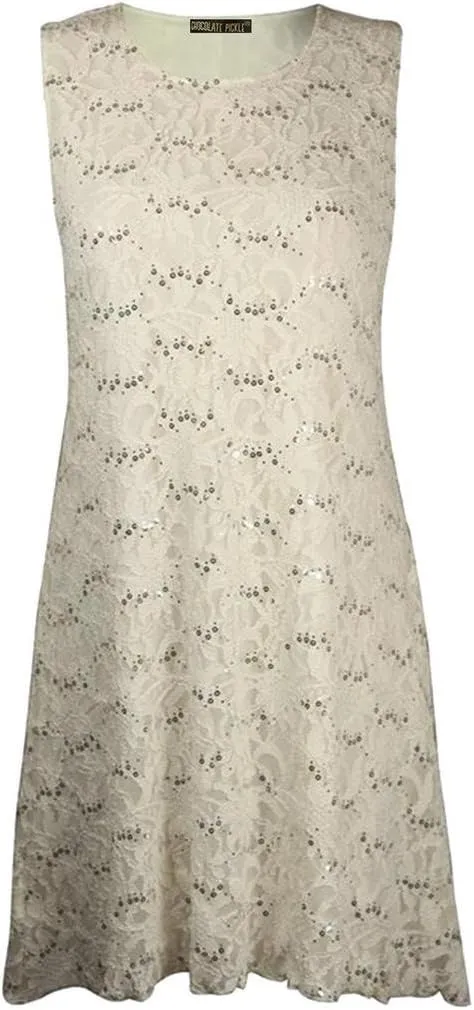 Ladies Womens Plus Size Lace Sequin Party Peplum Top or Dress Sizes 10-24