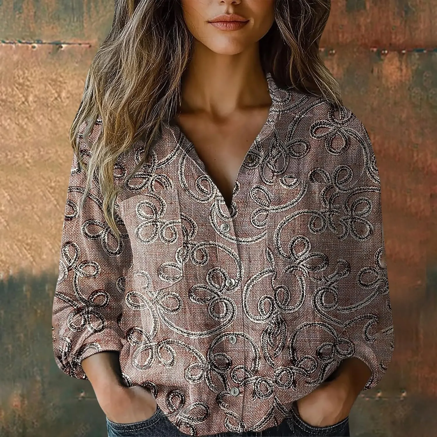 Linen Tops for Women Fashion Down Shirts Casual Tops Long Sleeve Blouse Ladies Summer Casual