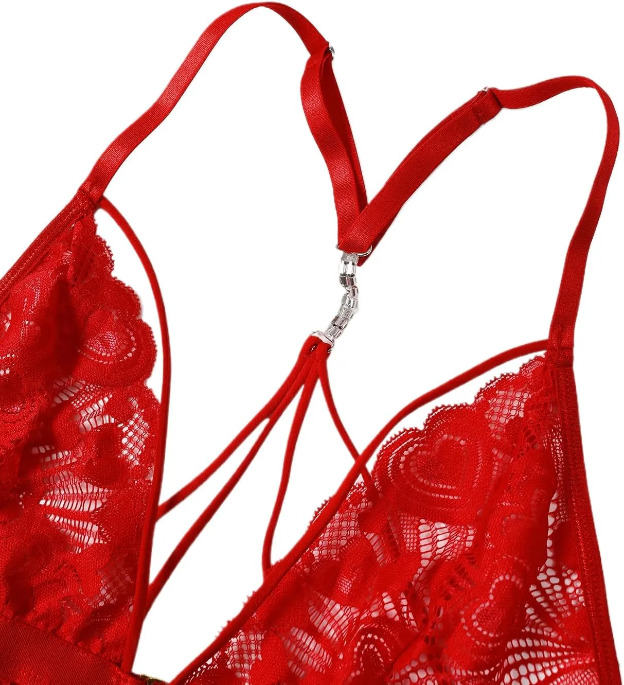 Lingerie for Women Sheer Lace Sleepwear Babydoll, Floral Pattern, Criss-Cross Back, Plus Size Lingerie S-5XL