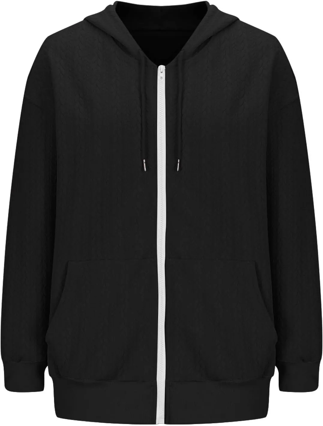 Lpmadey Women's Full Zip Up Hoodie Long Sleeve Hooded Sweatshirts Pockets Jacket Coat for Women Preppy Sweatshirt Y2k Clothes